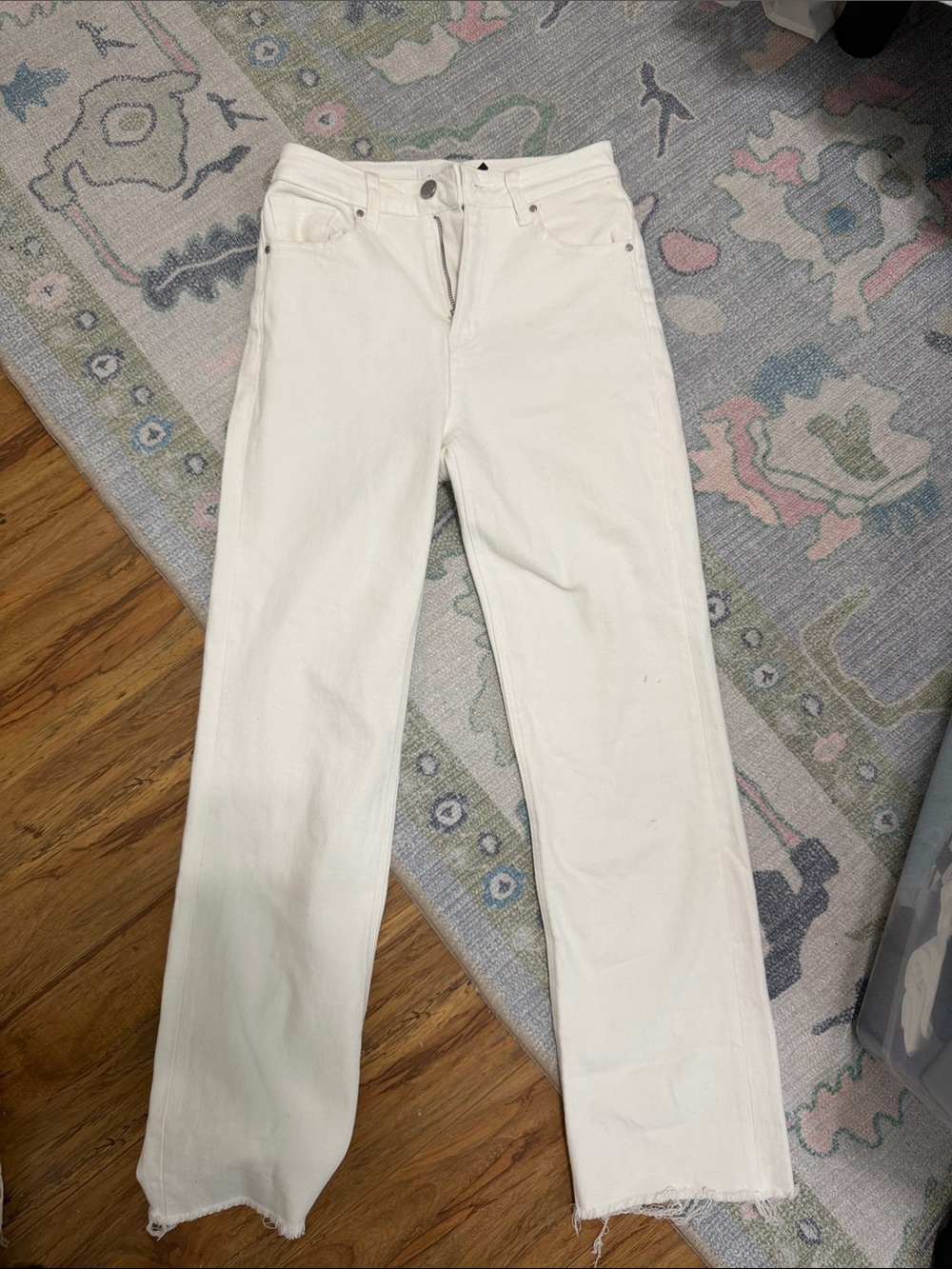 High-Rise Straight Leg Jeans in Off-White